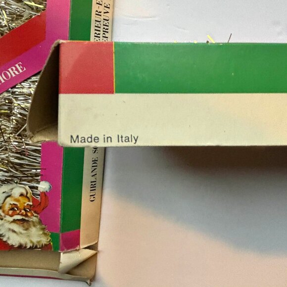 Set of 2 Vintage Christmas Tinsel Garland Italian Gold White 36 feet In Box - Picture 6 of 11